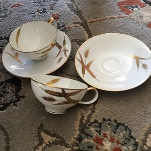 Meito China Gold Wheat Cup & Saucer Set ofTwo